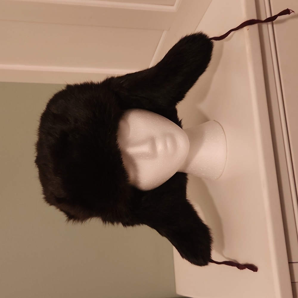 Black Mink Fur Russian Style Hat Fits Very Small